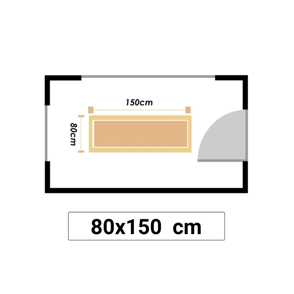 Illustrationen viser et halletæppe i størrelsen 80x150cm.