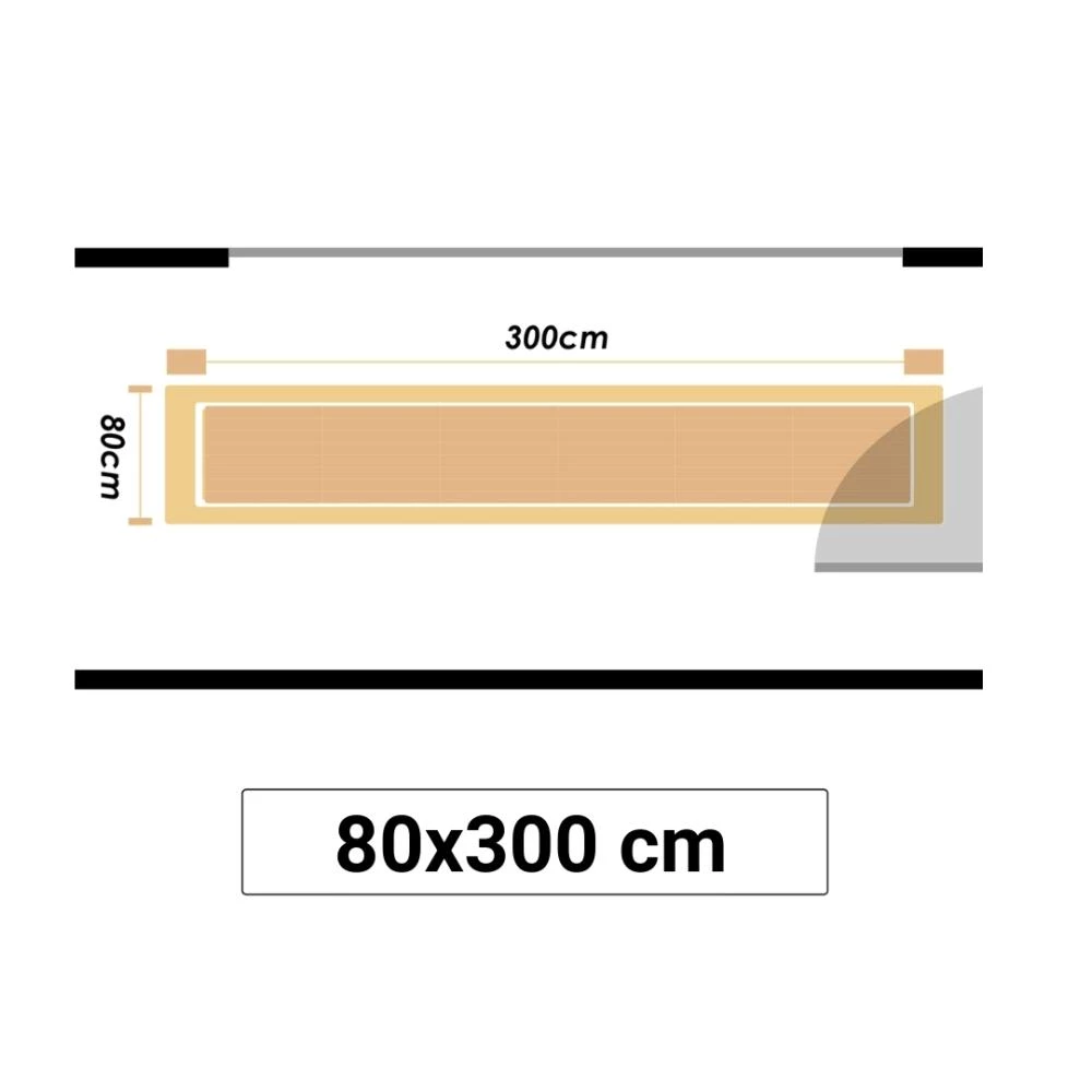 Illustrationen viser et langt halletæppe i størrelsen 80x300cm.