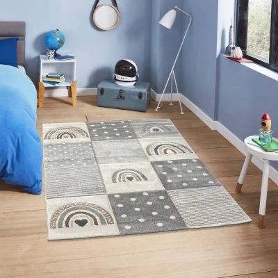 Moderne Tæppe Pastel Rainbow Grå