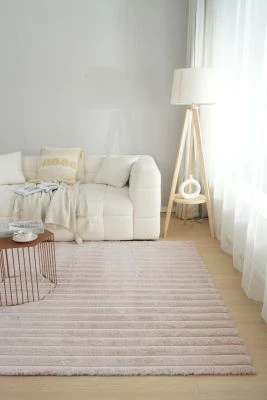 Pels Tæppe Rabbit Stripe Lys Beige