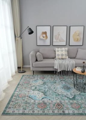 Dette produkt hedder Vero Sike, fremstillet af Polyester materiale med en smuk Grøn farve - SE Mattor
