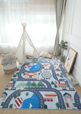 Dette produkt hedder Zappy City, fremstillet af Polyester materiale med en smuk Multi farve - SE Mattor