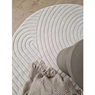 Rundt Lior Hvid Wilton-Tæppe