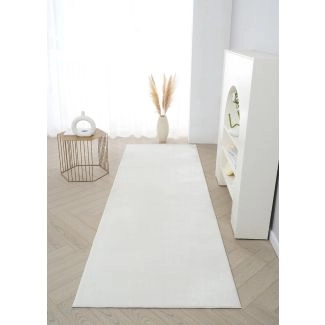 Løber Glossy Offwhite Blød Pels-look Tæppe