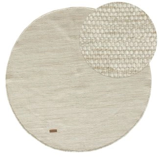 Rundt Norrsken Beige Uldtæppe