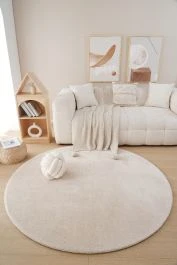 Rundt Fluffy Beige