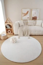 Rundt Fluffy Offwhite