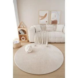 Rundt Fluffy Beige