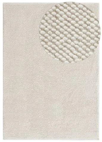 Dette produkt hedder Haga, fremstillet af 80% Uld & 20% Bomuld  materiale med en smuk Offwhite farve - SE Mattor