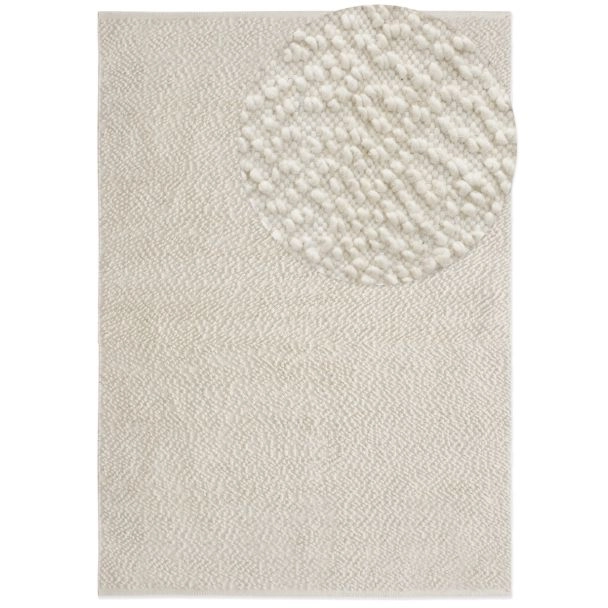 Dette produkt hedder Edessa, fremstillet af 80% Uld & 20% Bomuld  materiale med en smuk Offwhite farve - SE Mattor