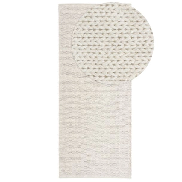 Dette produkt hedder Mellby, fremstillet af 80% Uld & 20% Bomuld  materiale med en smuk Offwhite farve - SE Mattor