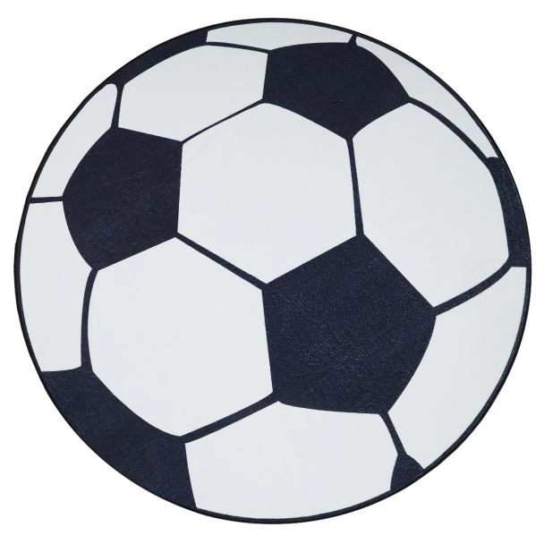 Dette produkt hedder Zappy Football, fremstillet af Polyester materiale med en smuk Hvid/Sort farve - SE Mattor