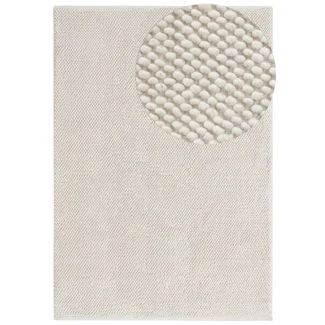 Dette produkt hedder Haga, fremstillet af 80% Uld & 20% Bomuld  materiale med en smuk Offwhite farve - SE Mattor