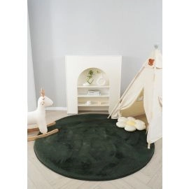 Rundt Rabbit Eco Mørkegrøn Pels Tæppe