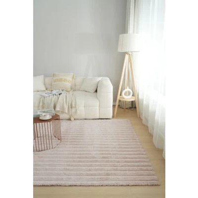Vaskbart Pels-tæppe Rabbit Stripe Lys Beige
