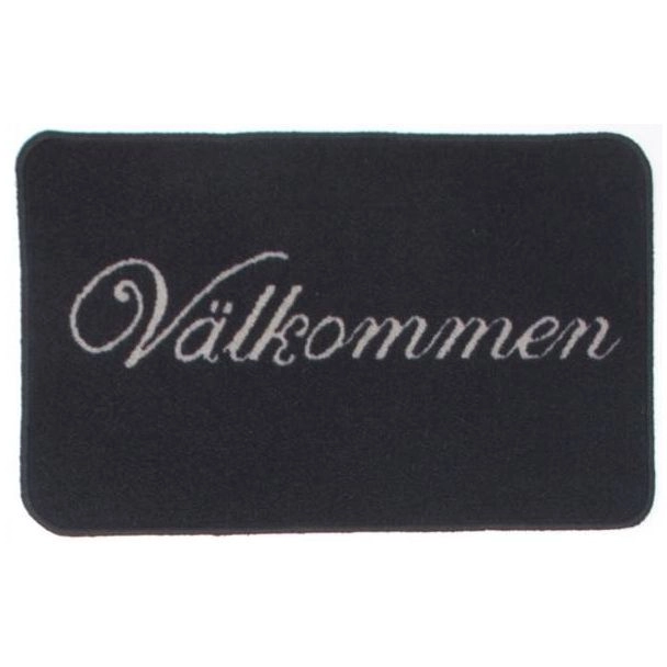 Dette produkt hedder Gummerad Välkommen, fremstillet af Polypropylen materiale med en smuk Sort farve - SE Mattor