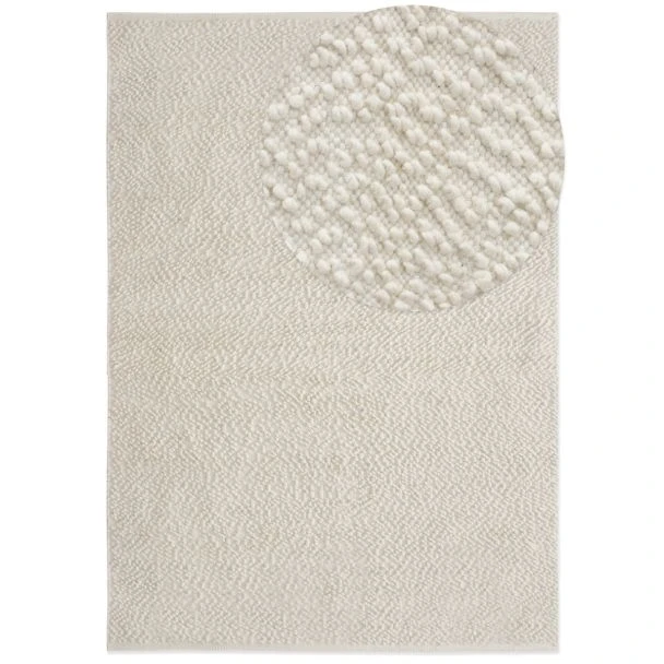 Dette produkt hedder Edessa, fremstillet af 80% Uld & 20% Bomuld  materiale med en smuk Offwhite farve - SE Mattor
