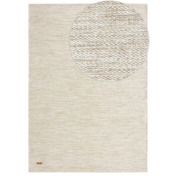 Dette produkt hedder Lunda, fremstillet af 80% Uld & 20% Bomuld  materiale med en smuk Beige farve - SE Mattor