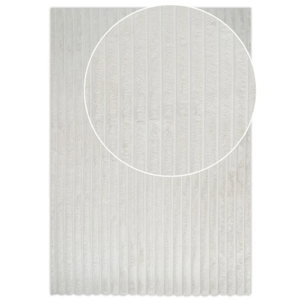 Dette produkt hedder Rabbit Stripe, fremstillet af Polyester materiale med en smuk Offwhite farve - SE Mattor