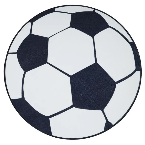 Dette produkt hedder Zappy Football, fremstillet af Polyester materiale med en smuk Hvid/Sort farve - SE Mattor
